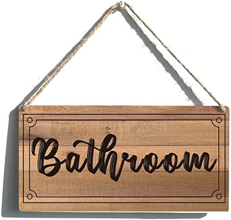 Kupatilo Sign Seoska kuća WC Drveni viseći znak Rustikalni retro zidni umjetnički dekor za uređenje doma 12 x 6 inča