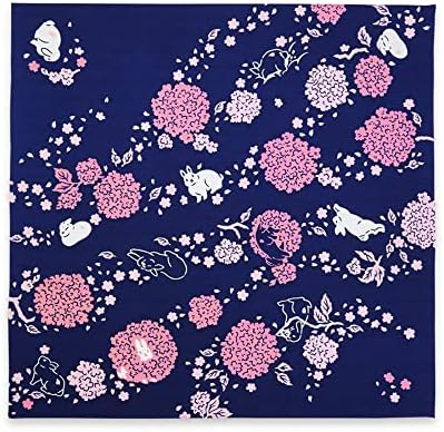 Furoshiki japanska tradicionalna tkanina za umotavanje - pamuk - multifunkcionalna torba - Cherry Blossom i zec-35,4 x 35,4 in