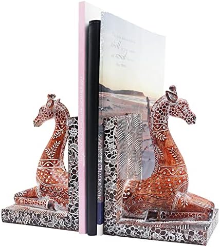 Ukrasni držač za knjige žirafa, dekor polica za knjige sa statuama žirafa, završava se Knjiga u starinskom stilu,oslonci za police