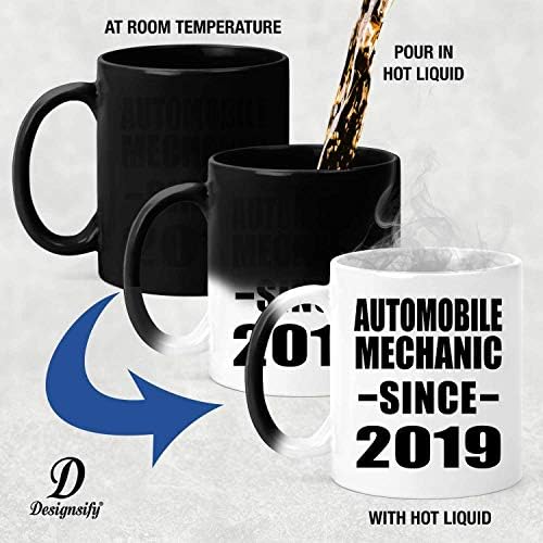 Designsify Automobile Mechanic od 2019. godine, 11oz boja mijenja šolja topline osjetljiva magija čaj-kup ručka, pokloni za rođendan