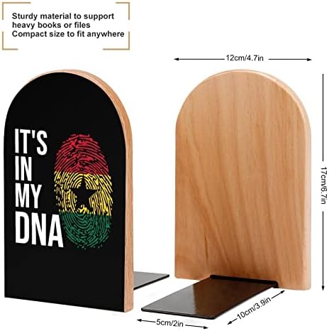 To je u mojoj DNK Gana zastavu slika Drvo Bookend dekorativni Non-Skid knjiga kraj 1 par 7x5 inča