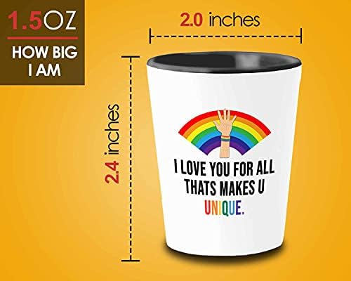Bubble Hugs LGBT Shot Glass 1.5 Oz-volim u-lezbejka LGBTQ transrodnih gej Rainbow ponos prava izlazi za žene muškarce ona je Oni Queer