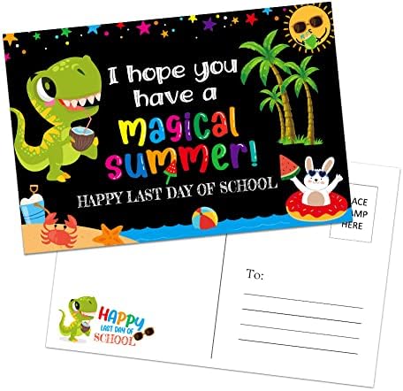 WaaHome 36kom sretan posljednji dan školske razglednice za djecu učenici od nastavnika, 4X6 čarobne ljetne razglednice za vaspitače