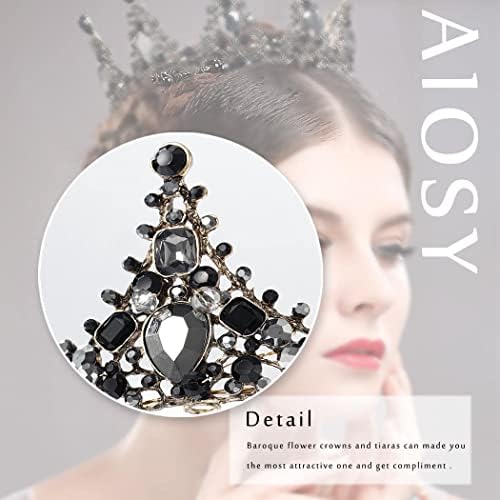 Salliy barokne Crne krune gotičke tijare i krune kristalne mladenke kraljice glave Svadbeni Dodaci za kosu za Noć vještica kostimirana