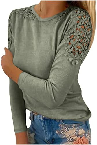 Ženske čipke šuplje vrhovi hladne ramene košulje s dugim rukavima Crewneck casual labav pulover majica labave bluze