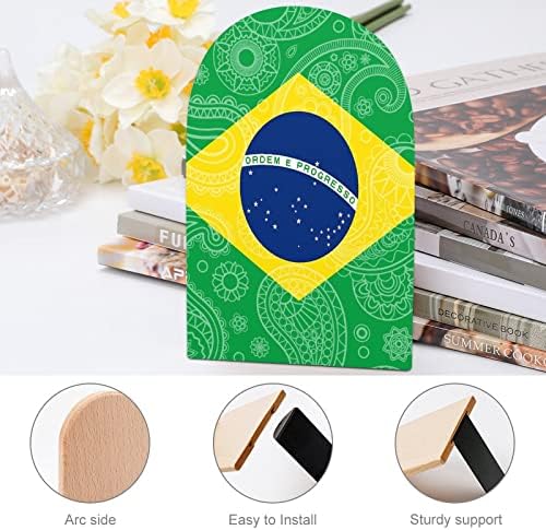 Brazilski Paisley Zastava veliki drveni držači za knjige Moderna dekorativna polica za knjige stoper stol držači polica Set od 2