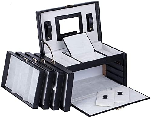 Kutija za nakit Veliki nakit sa 4 sekcije nogu i brava u crnoj kutiji za odlaganje nakita