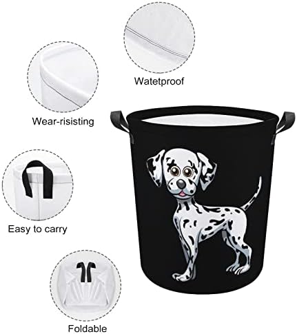 Slatke Dalmatinske korpe za veš sa štampom za pse sa ručkama vodootporne sklopive okrugle korpe za odeću Organizator za odlaganje