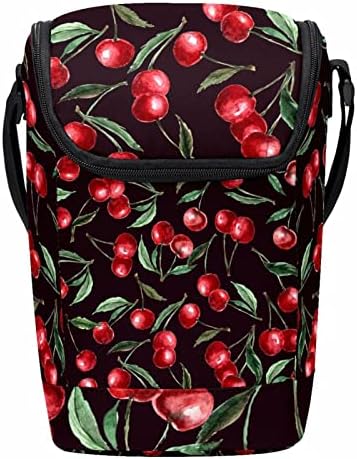Tfcocft torba za ručak za žene, kutija za ručak, izolovana torba za ručak,ženska kutija za ručak, uzorak ploda lista crvene trešnje