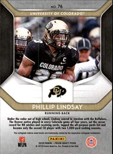 2019 Prizm nacrt Picks Football # 76 Phillip Lindsay Colorado Buffaloes Službena NCAA trgovačka karta iz Paninija