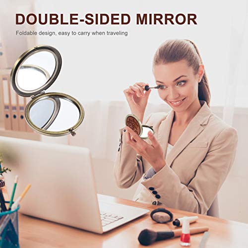 FRCOLOR drveno ogledalo za šminkanje Vintage make Up travel size ogledala kompaktno prenosivo ručno ogledalo za tinejdžerke osnovne