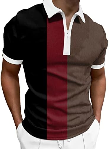 Muška proljeća i ljetni modni rever patent zatvarač kratkih rukava tiskana majica Top Muška aktivni setovi