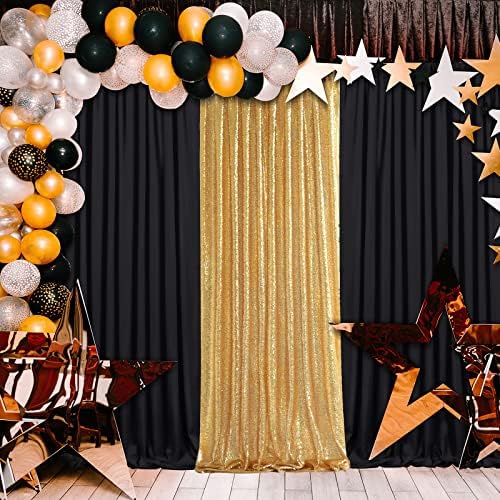 Zavjese u crnoj pozadini 2 ploče 5ft x 10ft poliester Photo Backdrop draperije za rođendanske dekoracije za svadbene zabave