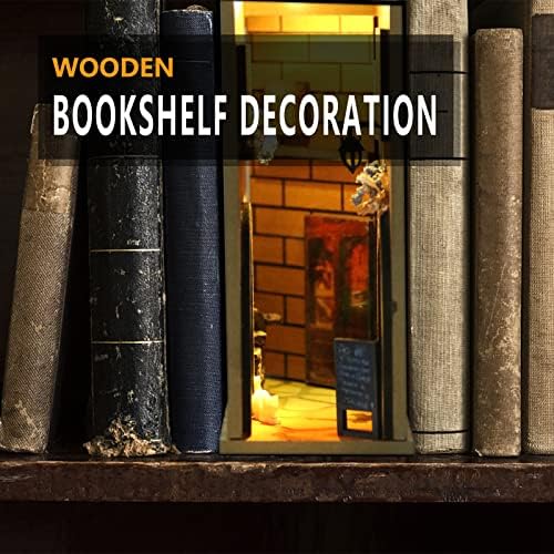 3d drveni rukotvorini Book Nook Ornamenti, drveni Bookend Book Nook model građevinskog kompleta sa LED svjetlom, Božićni kreativni