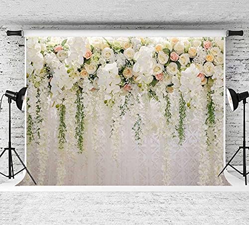 YQ 7x5ft bijela ruža cvjetna fotografija pozadine svadbeni tuš vjenčanje cvijeće Zidna dekoracija fotografija pozadina djevojka Žena