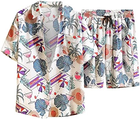 Narhbrg Havajski setovi za muške cvjetne printere odijela Ležerne tipke Down majice kratkih rukava kombinirani setovi za odmor
