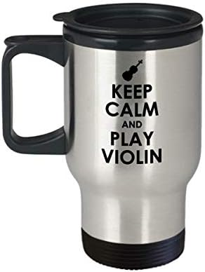 Funny violinska putna krigla - violinski poklon - violina učiteljica poklon - violinist ideja za poklon - budite mirni i igrati violinu