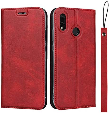 Zouzt kožna torbica za Huawei P20 Lite novčanik Magnetic Flip Cover Book Style Telefon Ca sa utorom za karticu TPU Shockproof štand slučaj Kompatibilan sa Huawei P20 Lite-Red