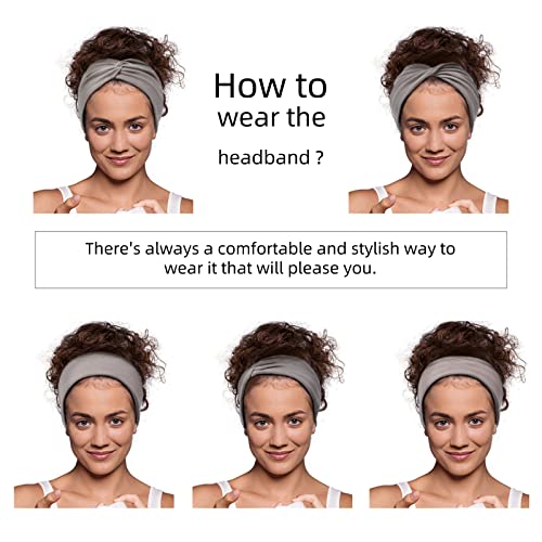 Kratke trake za glavu od 10 pakovanja za žene modne neklizajuće široke trake za kosu workout head Wraps, Meki Yoga elastični Turban