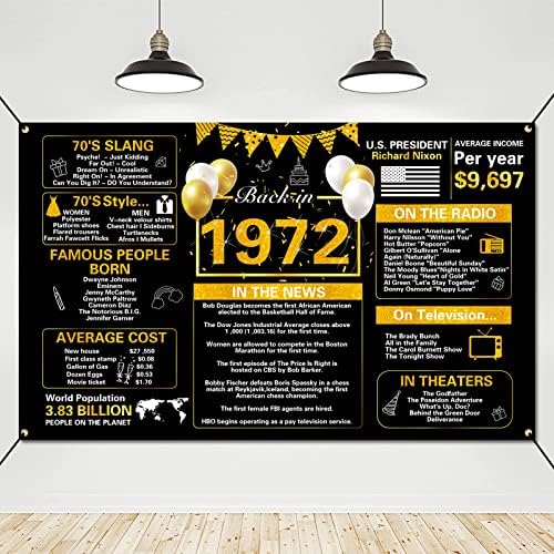 Crenics Black Gold 51st Birthday dekoracije, Vintage davne 1972 rođendan pozadina Banner, veliki 51 rođendan godišnjica Poster fotografija