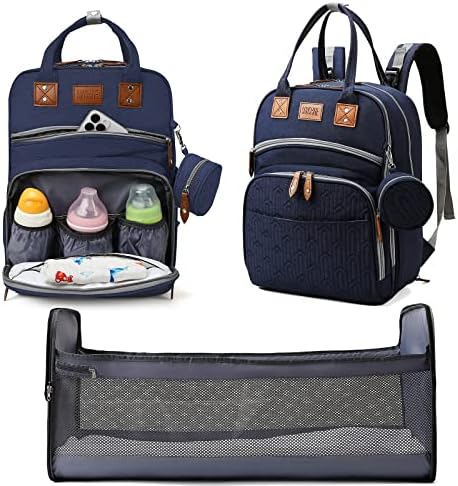HEEGEL Baby bager ruksaka s promjerom stanice, registar za bebe Pretraživanje tuš kabine, torbe za bebe za dječak djevojke, nove mame pokloni za žene, veliki kapacitet (tamno plava)