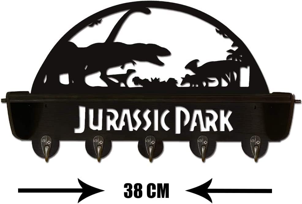 Svijet tematskog parka Dinosaur, kaputi za kaputičarski kaput nosač ručnika, sa 5 metalnih kuka, kukom za odjeću, kuhinjska polica, crna, 16 inča, 11 funti