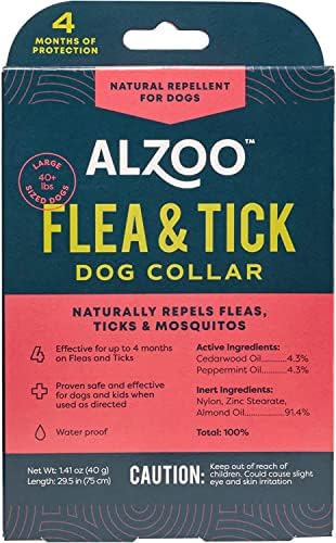 Alzoo buver i ovratnik za pse, pomaže u odbijanju buva, krpelja i komaraca, aktivnih sastojaka na bazi biljaka, ftalata i PVC-a,