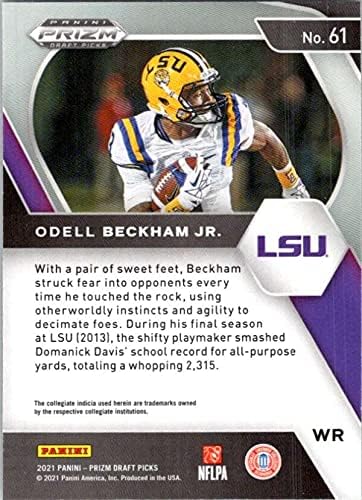 2021 PANINI PRIZM LICKS # 61 Odell Beckham Jr. LSU TIGERS NFL Fudbalska karta NM-MT