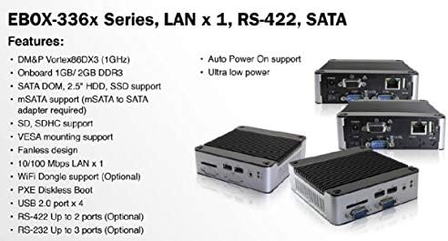 Mini Box PC EB-3362-B1C1G2 sadrži RS-232 Port x 1, CANbus Port x 1, SATA Port x1 i 8-bitni GPIO Port x 2.