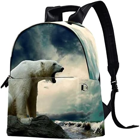 Tbouobt kožni putnički ruksak lagani laptop Ležerni ruksak za žene Muškarci, Polar Bear Seaside Sky