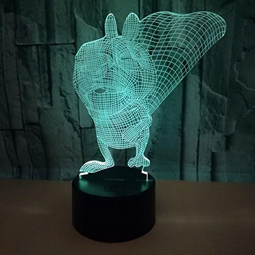 Squirrel Model Night Light Toys 3D optička iluzija lampa sa dodirom & daljinsko upravljanje & amp; 16 boja dekor spavaće sobe za presvlačenje