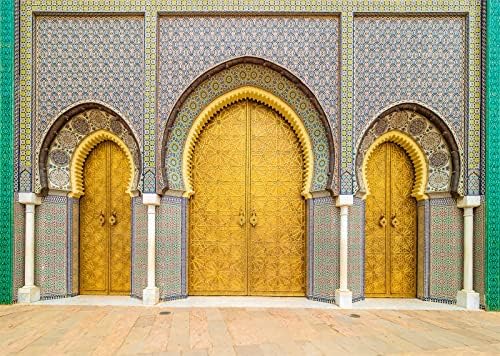 BELECO 20x10ft tkanina Kraljevska palata Maroka pozadina Zlatna Ulazna vrata lučna vrata Islamska pozadina Photo Booth Studio rekviziti