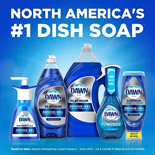 Dawn EZ-Squeeze Platinum tečnost za pranje posuđa sapun za suđe, osvježavajući miris kiše, 12.2 fl oz