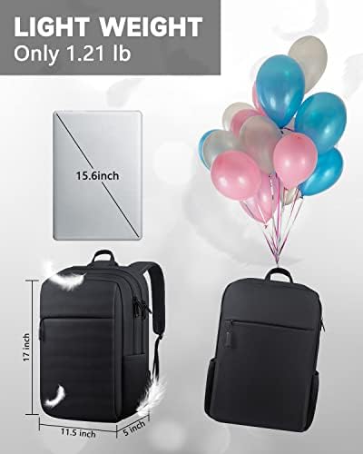 Tanak ruksak za Laptop, modni izdržljiv lagani poslovni tanki dnevni ruksak putni ruksak sa USB priključkom za punjenje, Radna Mini mala torba za koledž torba za 13 14 15 15.6 inčni laptop Notebook, Crna