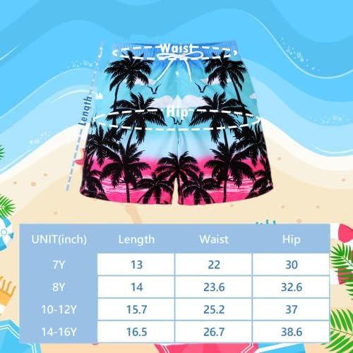 YIRONGWANG Boys kupaće gaće bokser Liner rastezljivo kompresijski šorc za kupaće kostime na Havajima na plaži UPF 50+ brzo sušenje 7-16 godina