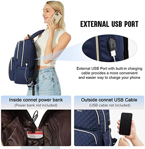 LOVEVOOK laptop ruksak za žene, prošivena torba za Laptop putni ruksak torbica sa patentnim zatvaračem protiv krađe, elegantne radne