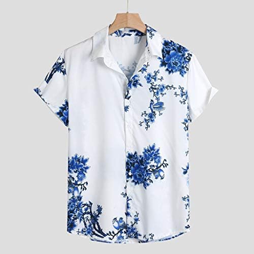 Ubst Muške havajske majice kratki rukav, ljetno dugme dolje cvjetni print Regularne fit ovratnike Ležerne košulje na plaži vrhovi