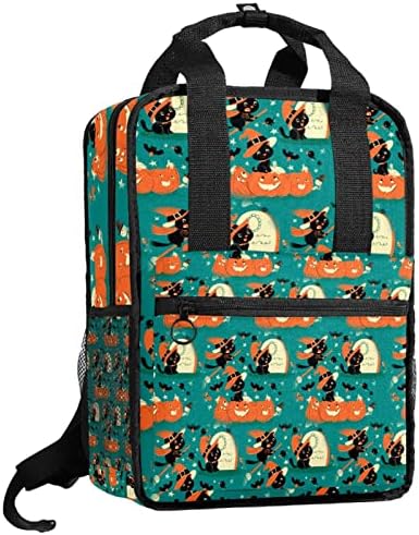VBFOFBV Lagani casual backpack za laptop za muškarce i žene, Noć vještica crtana Crna mačka