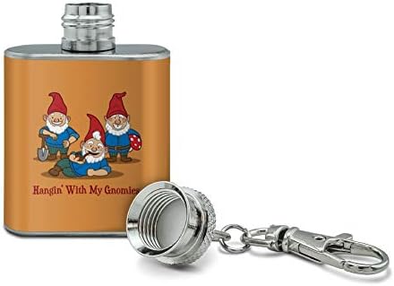 Hanging With My Gnomies Gnomes Nerđajući čelik 1oz Mini Flask ključni lanac