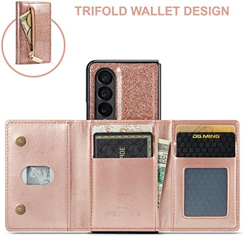 Oidealo luksuzna Glitter torbica za novčanik za Samsung Galaxy Z Fold 4, DG.Ming Bling Sparkle PU kožna futrola za telefon sa magnetnim odvojivim držačem za torbicu za novčanik