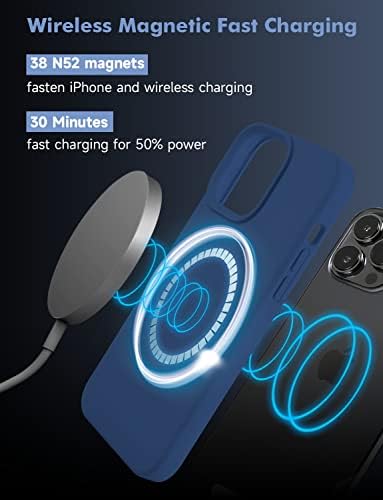 Kimguard Silikon magnetska futrola za iPhone 12/12 pro magsafe futrola silikonska futrola za telefon sa mikrovlakanim oblogom za iPhone 12/12 pro 6,1 inčni 2021, plavi