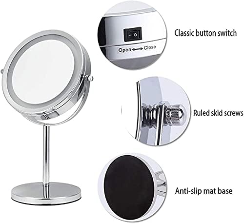 Lxdzxy ogledala, kupatilo Niture ogledalo djevojka Makeup ogledalo, Desktop Led osvjetljenje Beauty ogledalo AAA baterija Powered Non-Slip Base 20.5 X 32.5 Cm više stilova