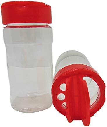 Veliki 8 OZ Clear Plastic Spice kontejner bočica sa crvenim poklopcem-Set 2-poklopac poklopac sa sipajte i Shifter Shaker. Savršeno