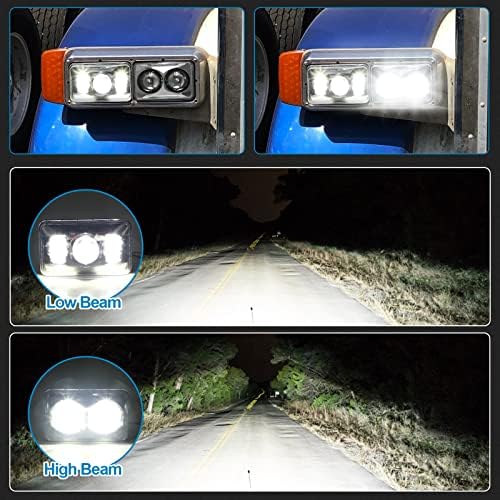 M MIBAHE Dot odobrena 4x6-inčna LED prednja svjetla 60W duga kratka svjetla kompatibilna sa Kenworth T800 T600 Peterbilt 379 Feightliner