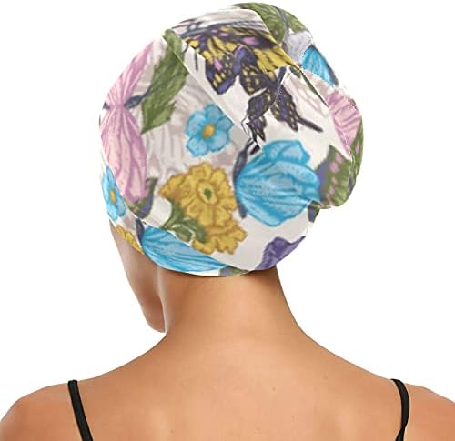 Kapa s lubanjem za spavanje Radni šešir Bonnet Beanies za žene cvjetne cvijeće Vintage Leptir za spavanje Radni šešir za kosu Noćna
