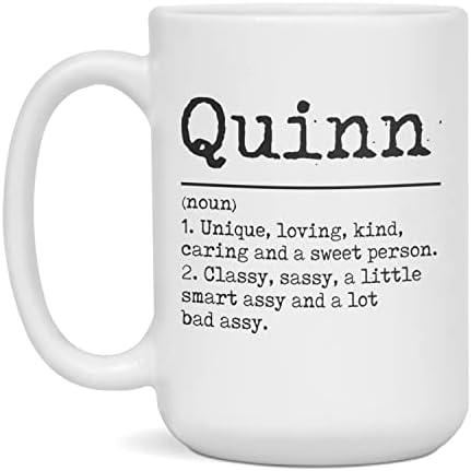 Quinn naziv šolje za kafu značenje definicija smart assy funny poklon, 15-unca Bijela