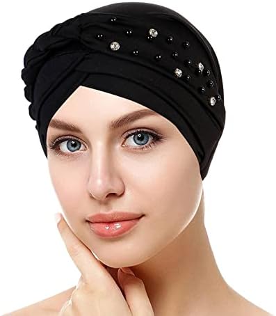 Ženski Rhinestones šešir Turban Headwrap Moda Knotted Pearl pokrivala za glavu za žene Hair Covers marama za glavu
