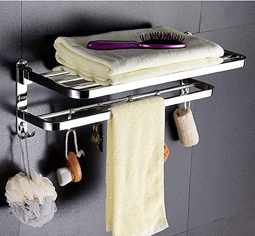 Regal za ručnik, sklopivi polirani ručnik, stalak za ručnik za kupatilo, zidni nosač sa dvostrukim ručnikom, sa držačem ručnika i