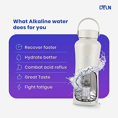Dyln 40 oz Alkalne vode za vodu | Stvara premium vodu do 9+ pH | Čuva hladno za 24 sata | Vakuum izoliran 316 nehrđajući čelik | Široka