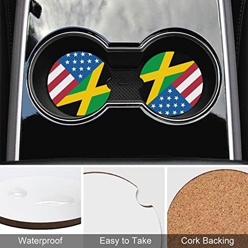 Američki Jamajčanska Zastava okrugli podmetači za automobile slatki držači čaša 2,56 inča za upijanje pića